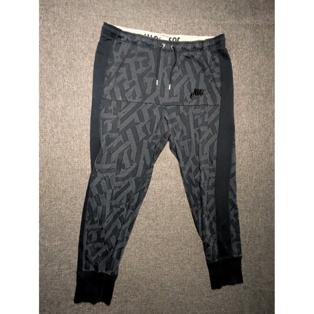Nike Men's Y2K Medium Black Abstract Jogger Sweatpants Athleisure Activewear